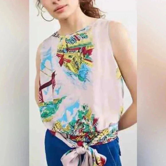 Anthropologie -  Tiny Postcard Wrap Top - Picture 1 of 9